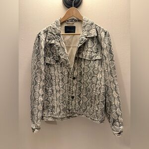 BLANKNYC Snake Along Denim Python Print Jacket Button Front Size large